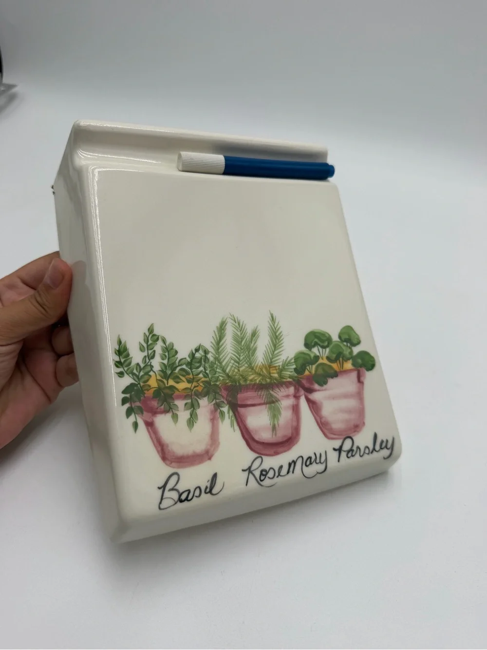 VTG Ceramic Dry Erase Message Board Clay Collections Herb Garden Plants Flowers